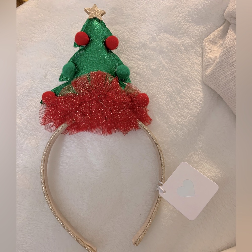 Christmas Tree - Girls headband - Red, Green, and Gold